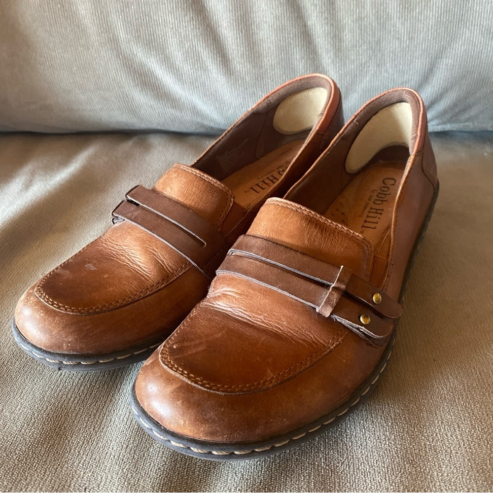 Cobb Hill Women's Slip On Brown Leather Loafers Size 7M Wedge
